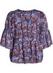 Bluse med blomster og volangermer, Brun, Packshot image number 1