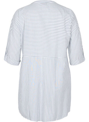 Zizzi Stripete tunika med knapper og 3/4-ermer, Trooper Stripe, Packshot image number 1