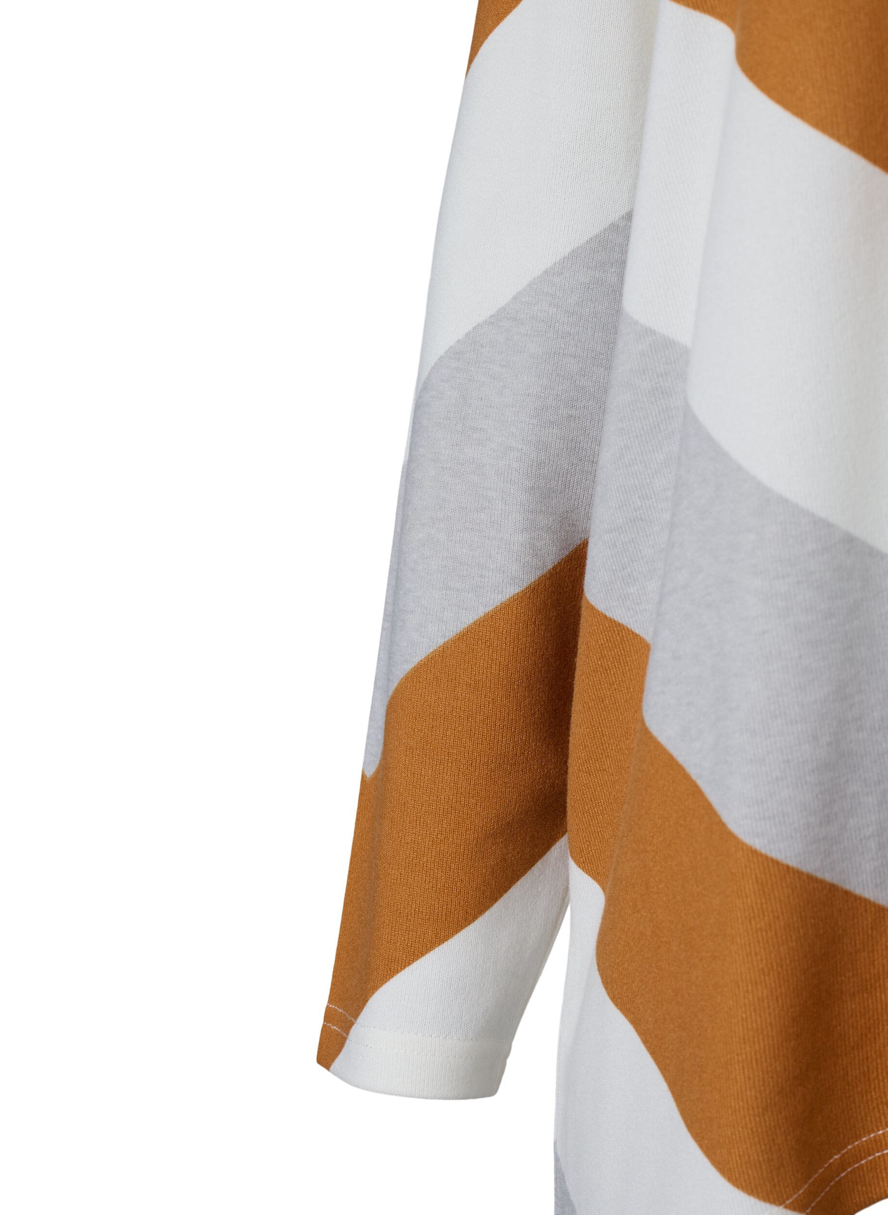 Zizzi M&oslash;nstret bluse med lange ermer, Beige Zig Zag, Packshot image number 3