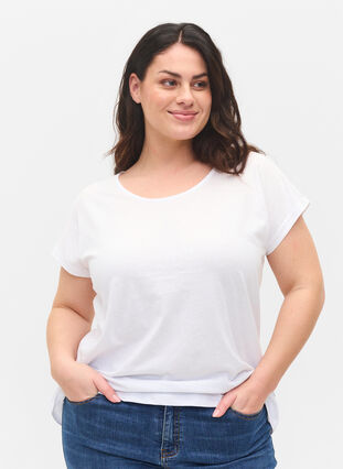 T-skjorte i bomullsmiks, Bright White, Model image number 0
