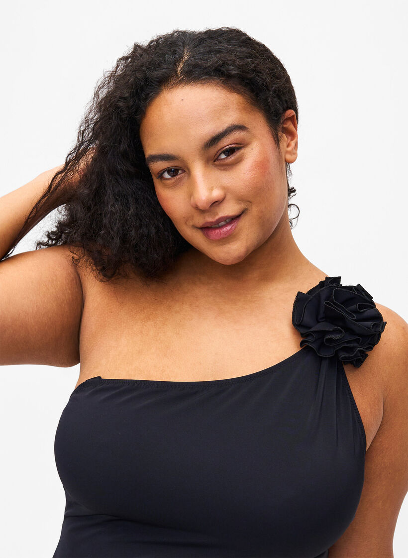 Badedrakt med asymmetrisk utringning, Black, Model