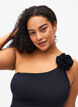 Badedrakt med asymmetrisk utringning, Black, Model image number 2