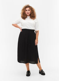 Midiskjørt i viskose, Black , Model
