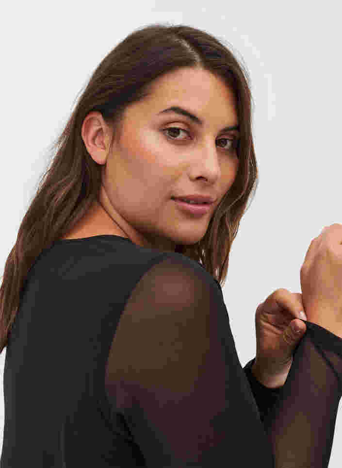 Tettsittende genser med mesh, Black, Model image number 2