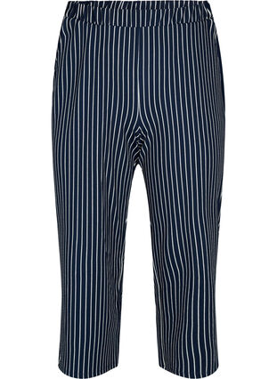 Løse bukser med 7/8 lengde, Navy Blazer Stripe, Packshot image number 0