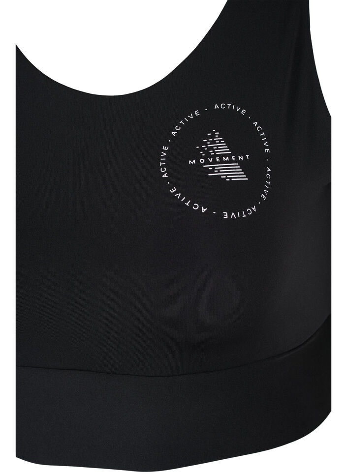 CORE, MID SUPPORT SPORTS BRA - Sports-BH med V-skjæring på ryggen, Black, Packshot image number 2