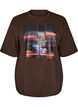 Oversized T-skjorte med stort fototrykk, Brun, Packshot image number 0
