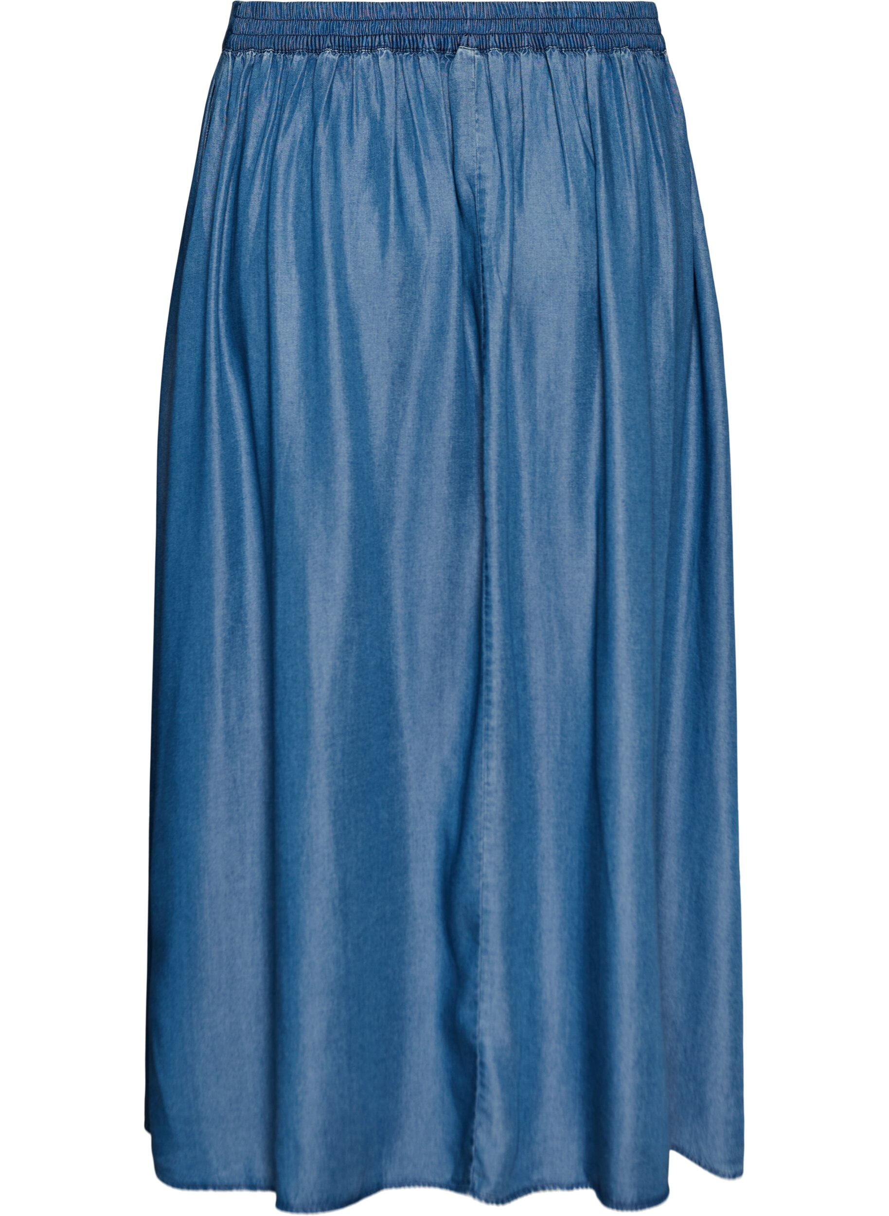 ZizziMaxiskj&oslash;rt med et plagg i denim i TENCEL&trade; Lyocell, Bl&aring;, Packshot image number 1