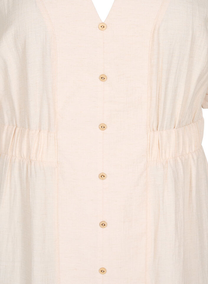 Midikjole i lin og viskose med splitt foran, Beige, Packshot image number 2