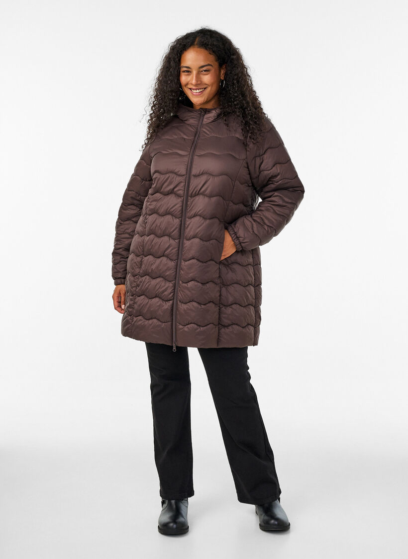 Quiltet jakke, Brun, Model image number 1