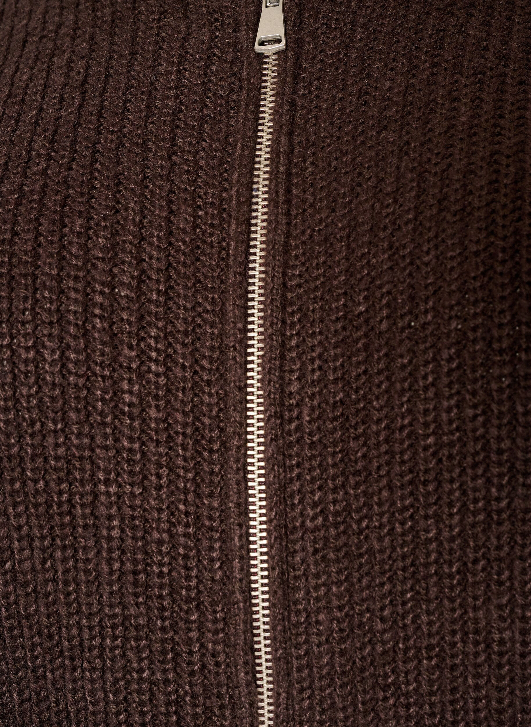 ZizziStrikket cardigan med glidel&aring;s, Brun, Packshot image number 2