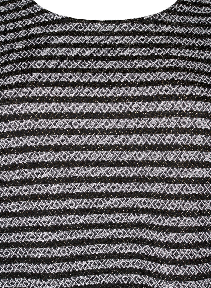 Bluse med rund hals og stripete mønster, Black Stripe, Packshot image number 2