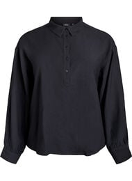 Skjortebluse med knappedetalj bak, Svart