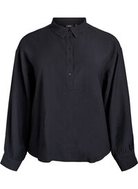 Skjortebluse med knappedetalj bak, Svart Skjortebluse med knappedetalj bak