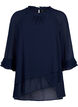 Bluse med asymmetrisk kant og 3/4-ermer, Navy Blazer, Packshot image number 0
