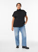 Ermeløs strikket vest med høy hals, Svart, Model image number 1