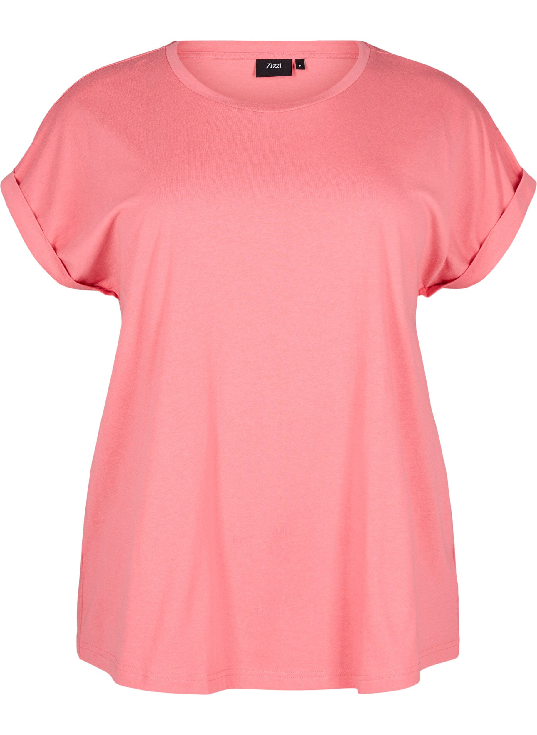 ZizziKortermet T-skjorte i bomullsblanding, Rosa, Packshot image number 0