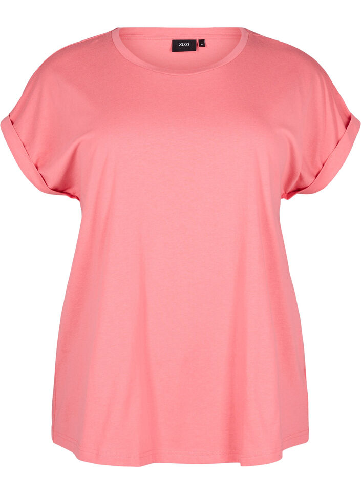 Kortermet T-skjorte i bomullsblanding, Rosa, Packshot image number 0