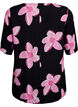 Short sleeve Viscose Bluse med utskrift, Svart, Packshot image number 1