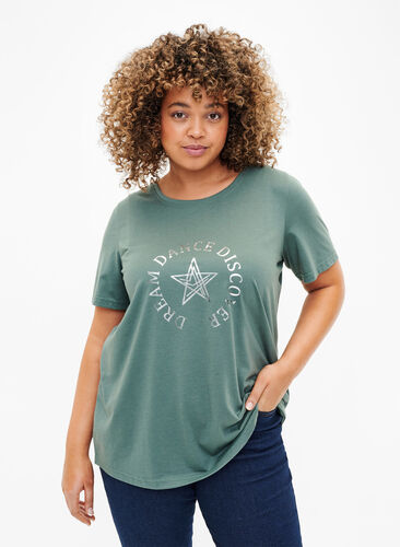 FLASH - T-skjorte med motiv, Balsam Green Star, Model image number 0