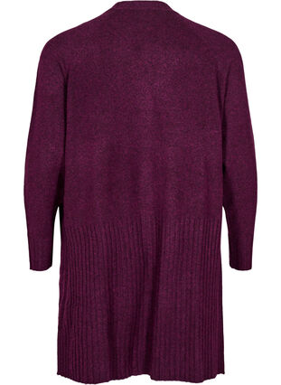 Zizzi Lang cardigan med lommer, Potent Purple Mel., Packshot image number 1
