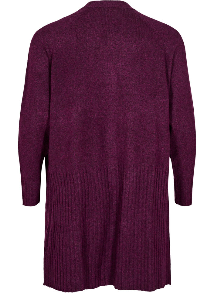Lang cardigan med lommer, Potent Purple Mel., Packshot image number 1