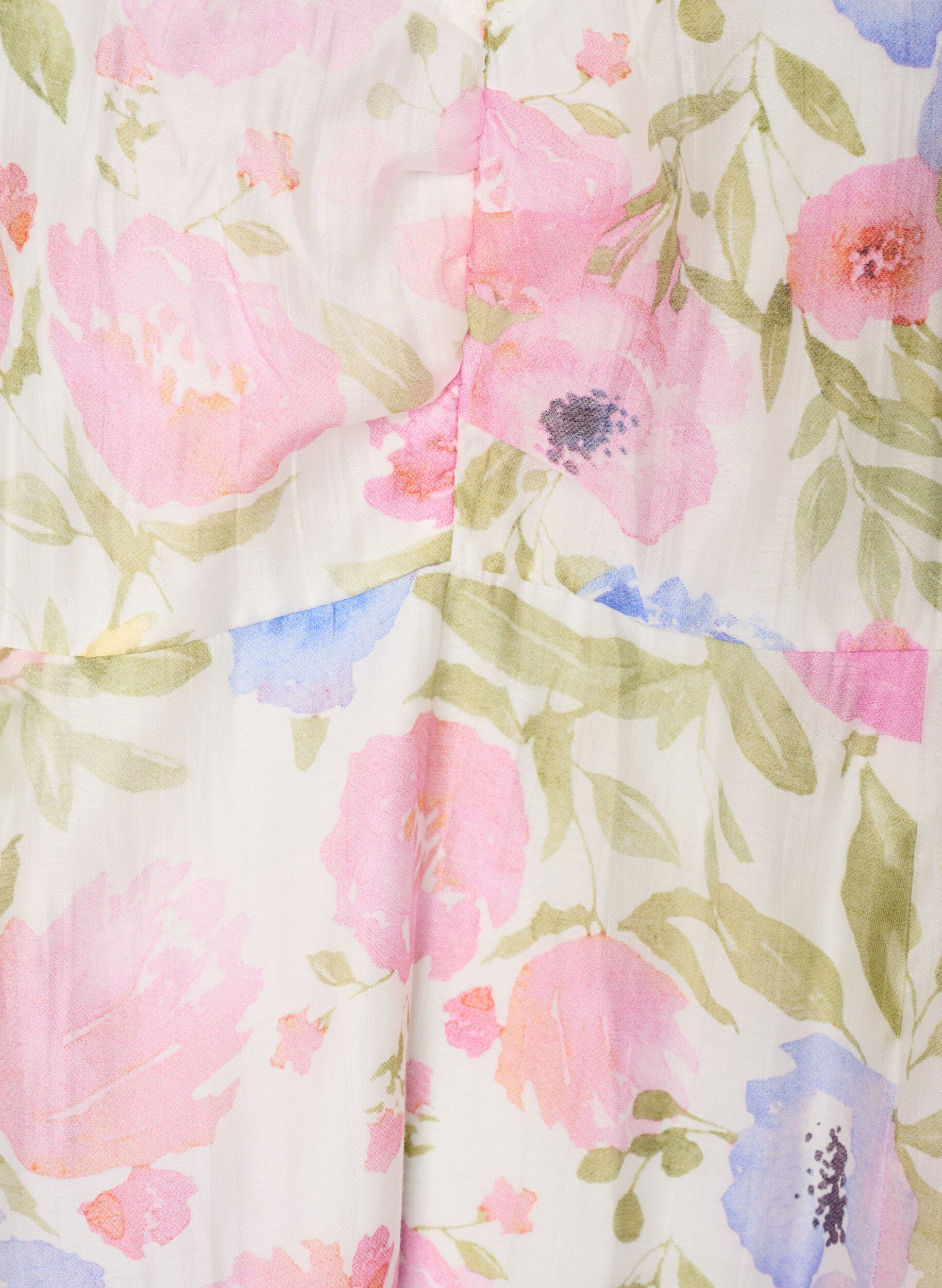 Zizzi Blomstrete kjole i empirestil med en bred V-utringning, Hvit, Packshot image number 2