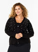Strikket cardigan med perler, Black White Pearls, Model image number 0