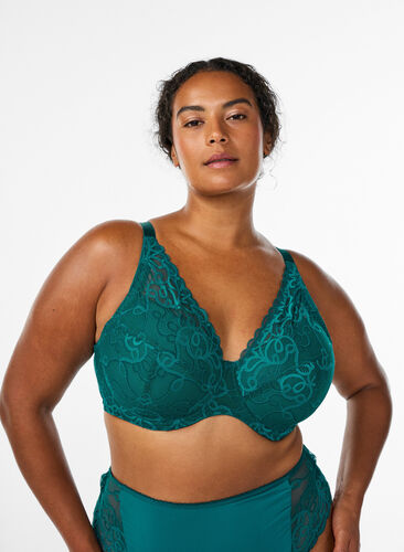 Zizzi Vattert blonde-bh med bøyle, Grønn, Model image number 0