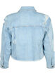 Kort dongerijakke med detaljer med slitasje, Light Blue Denim, Packshot image number 1