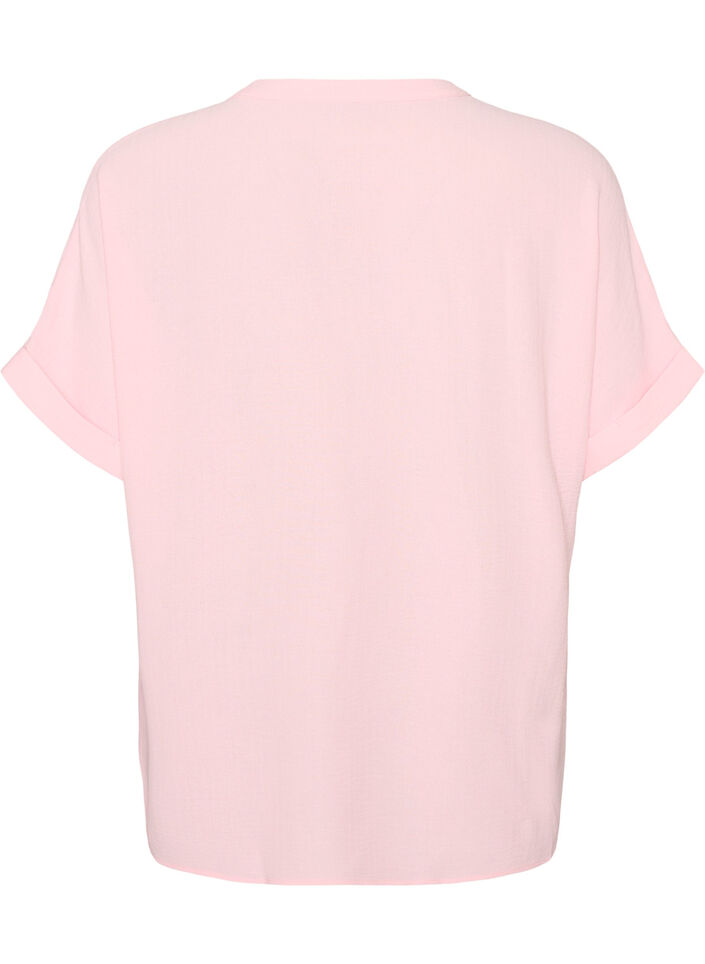L&oslash;s bluse med korte ermer, Rosa, Packshot image number 1