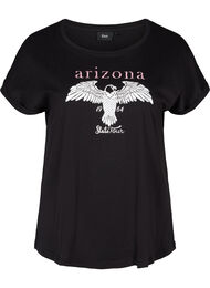 Kortermet T-skjorte med mønster i bomull, Black w. Arizona 