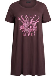 Kortermet nattkjole i &oslash;kologisk bomull, Brun