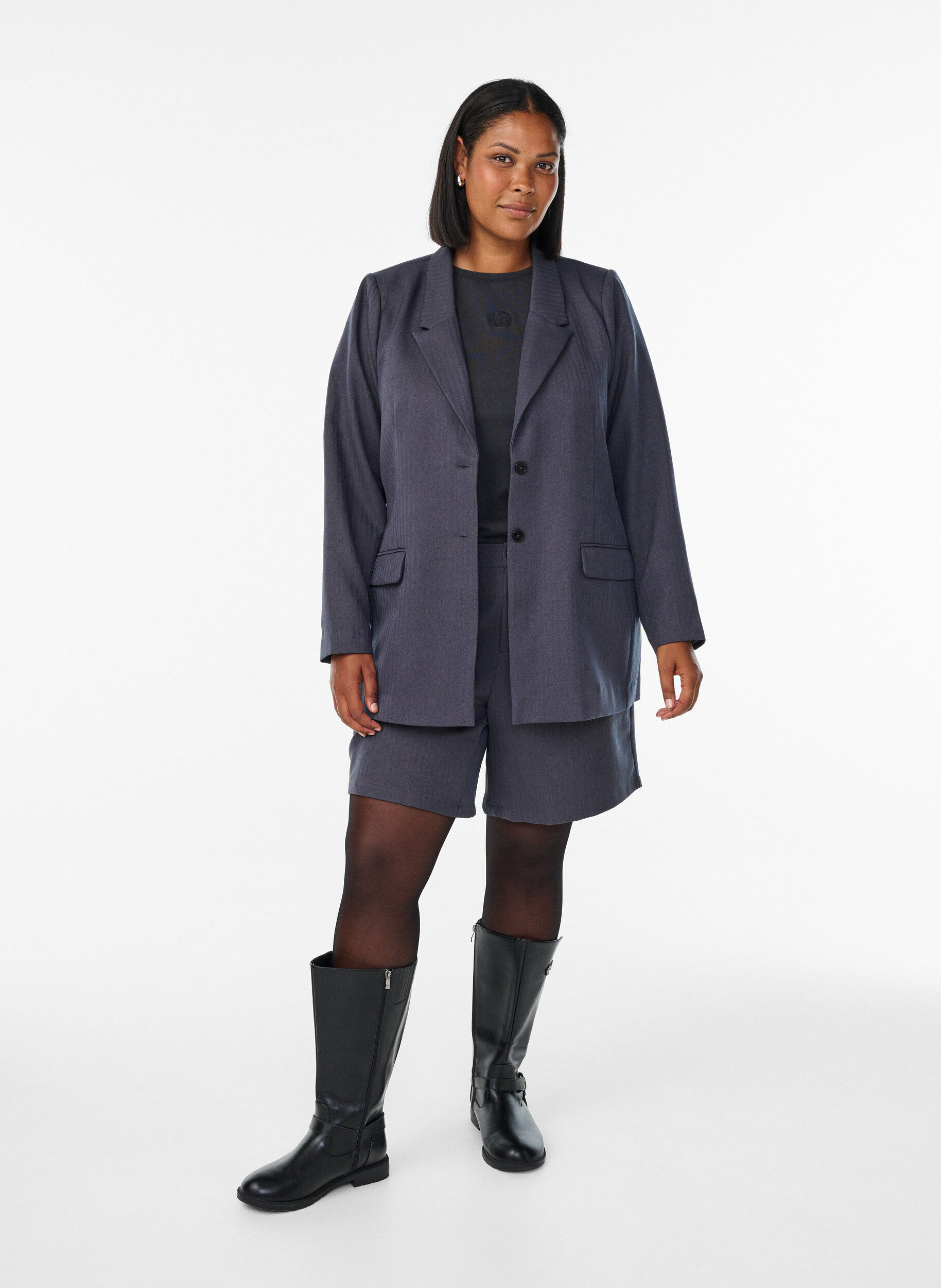 ZizziKlassisk blazer med lommer, Gr&aring;, Model image number 1