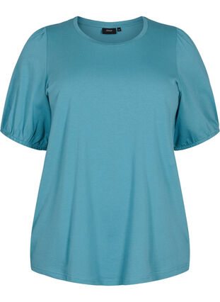 T-skjorte i bomull med 2/4-ermer, Brittany Blue, Packshot image number 0
