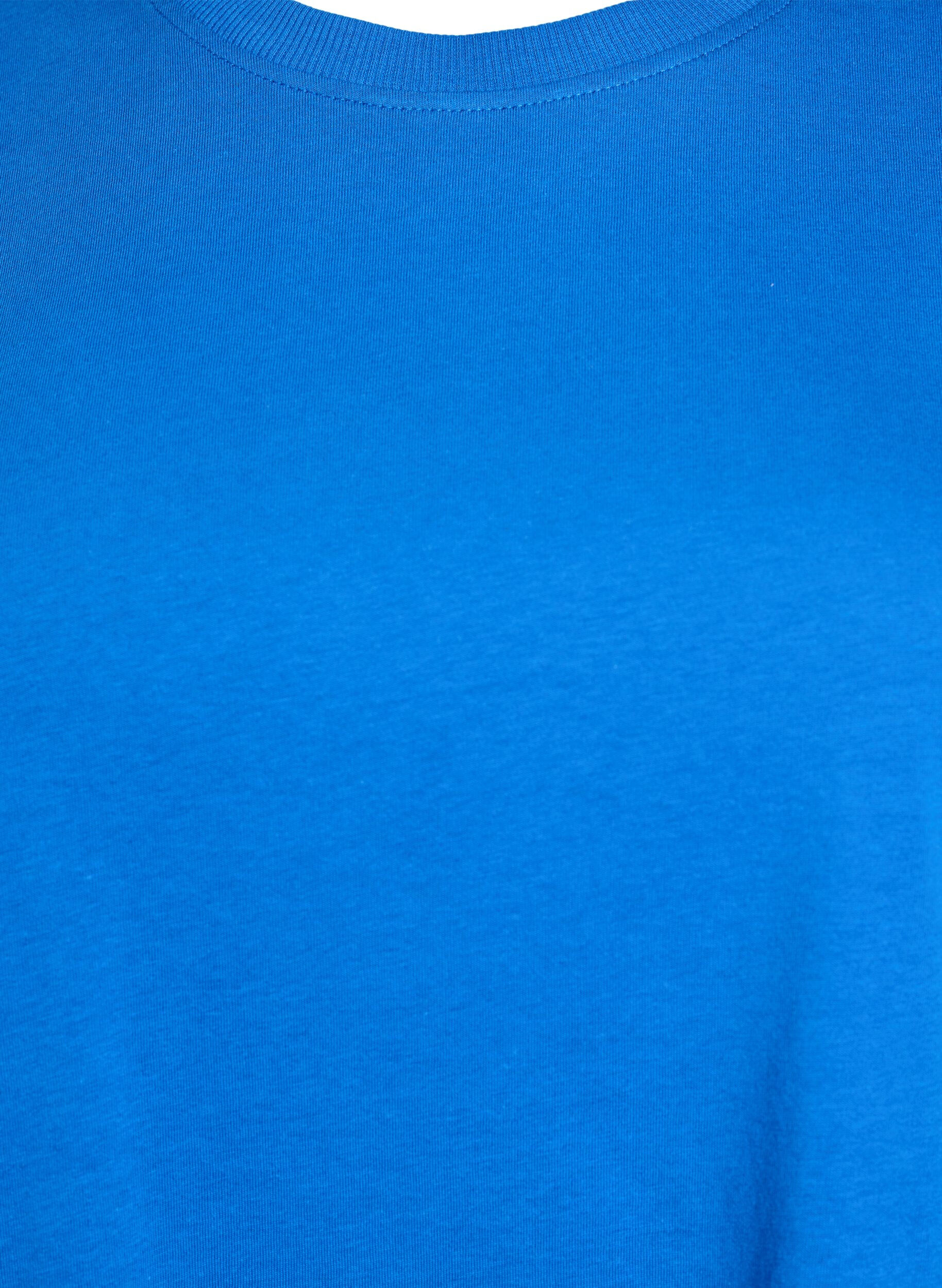 ZizziBasic T-skjorte i bomull med rund hals, Bl&aring;, Packshot image number 2