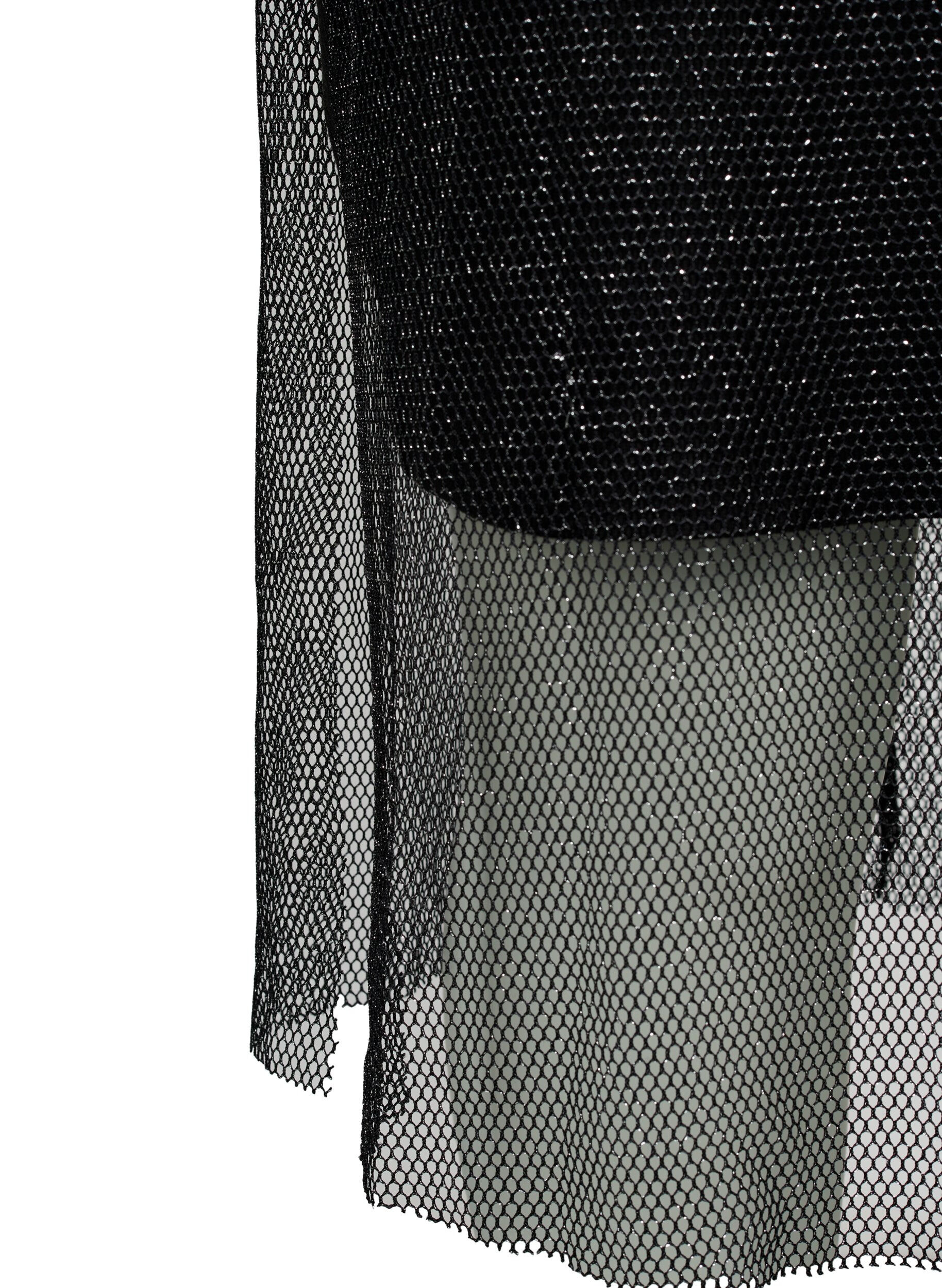 Zizzi Langermet kjole i netting, Black w. Silver, Packshot image number 3