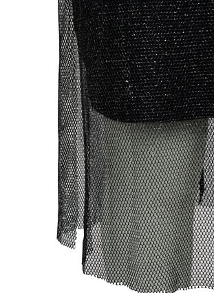 Langermet kjole i netting, Black w. Silver, Packshot image number 3