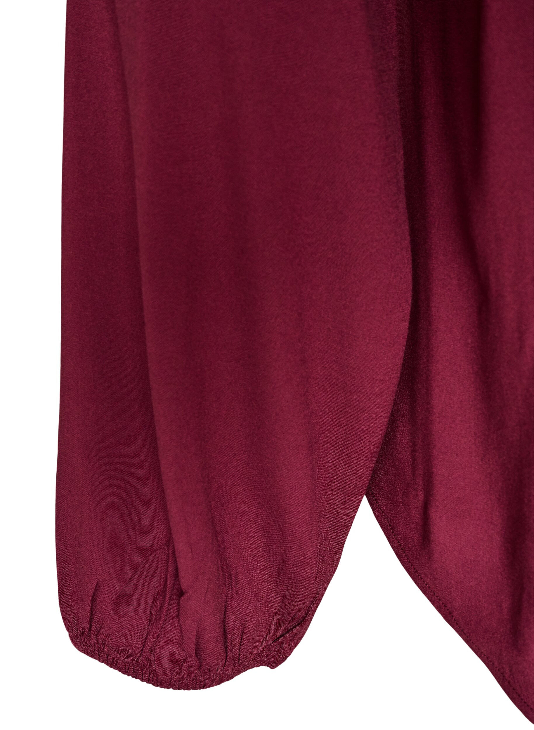 ZizziViskosebluse med V-hals og avrundet fold, R&oslash;d, Packshot image number 3