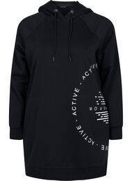 Lang hettegenser med tekst foran, Black w. Logo Print