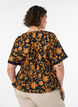Blomstret bomullsbluse med knyting, Orange, Model image number 2