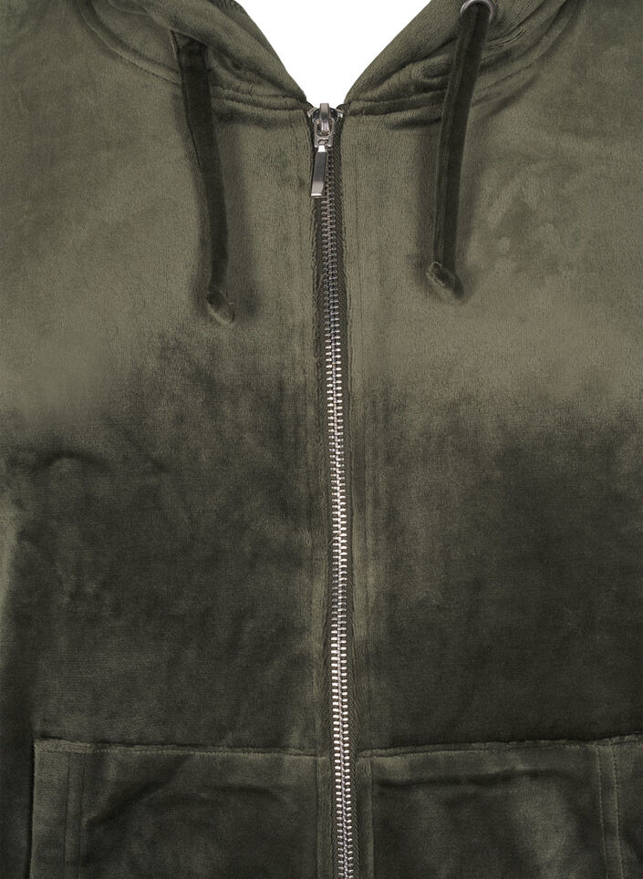 Velour cardigan med hette, Rosin, Packshot image number 2