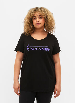 Trenings-t-skjorte med trykk, Black w. Disciplined, Model image number 0