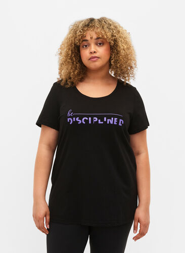 Trenings-t-skjorte med trykk, Black w. Disciplined, Model image number 0