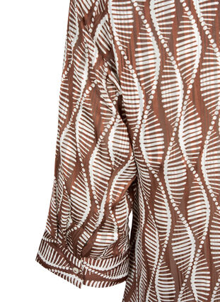 Bluse med mønster og 3/4-ermer, Brown Abstract AOP, Packshot image number 3