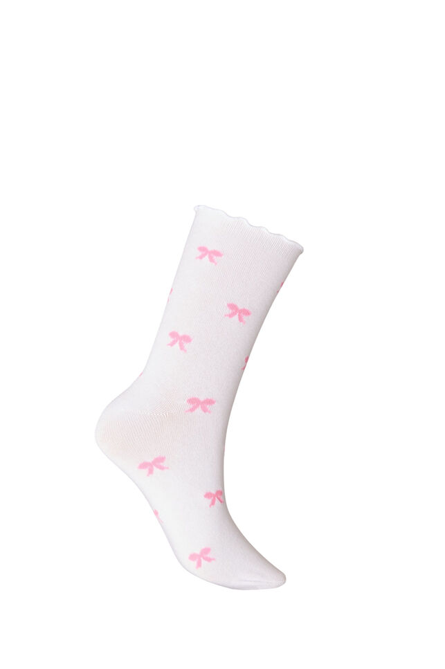 Bomullssokker med m&oslash;nstre, Hvit, Packshot image number 1