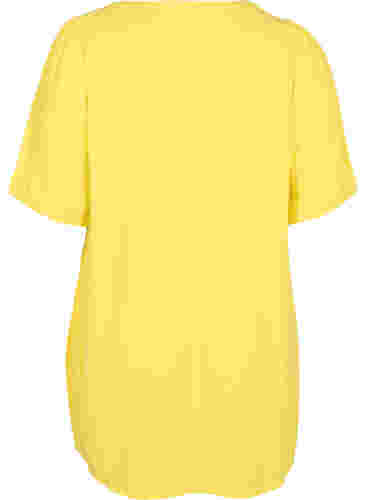 Viskosetunika med V-hals og knapper, Primrose Yellow, Packshot image number 1