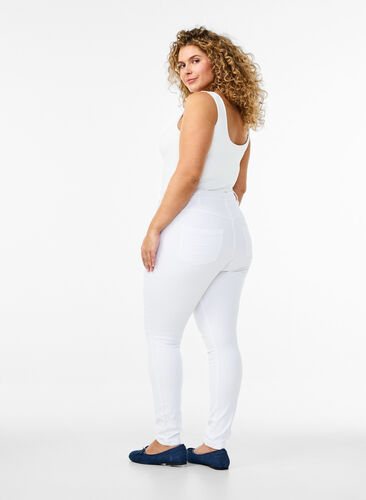 Zizzi Super slim Amy jeans med høyt liv, Hvit, Model image number 1