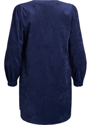 Zizzi Kort fløyelskjole med lange ermer, Peacoat, Packshot image number 1