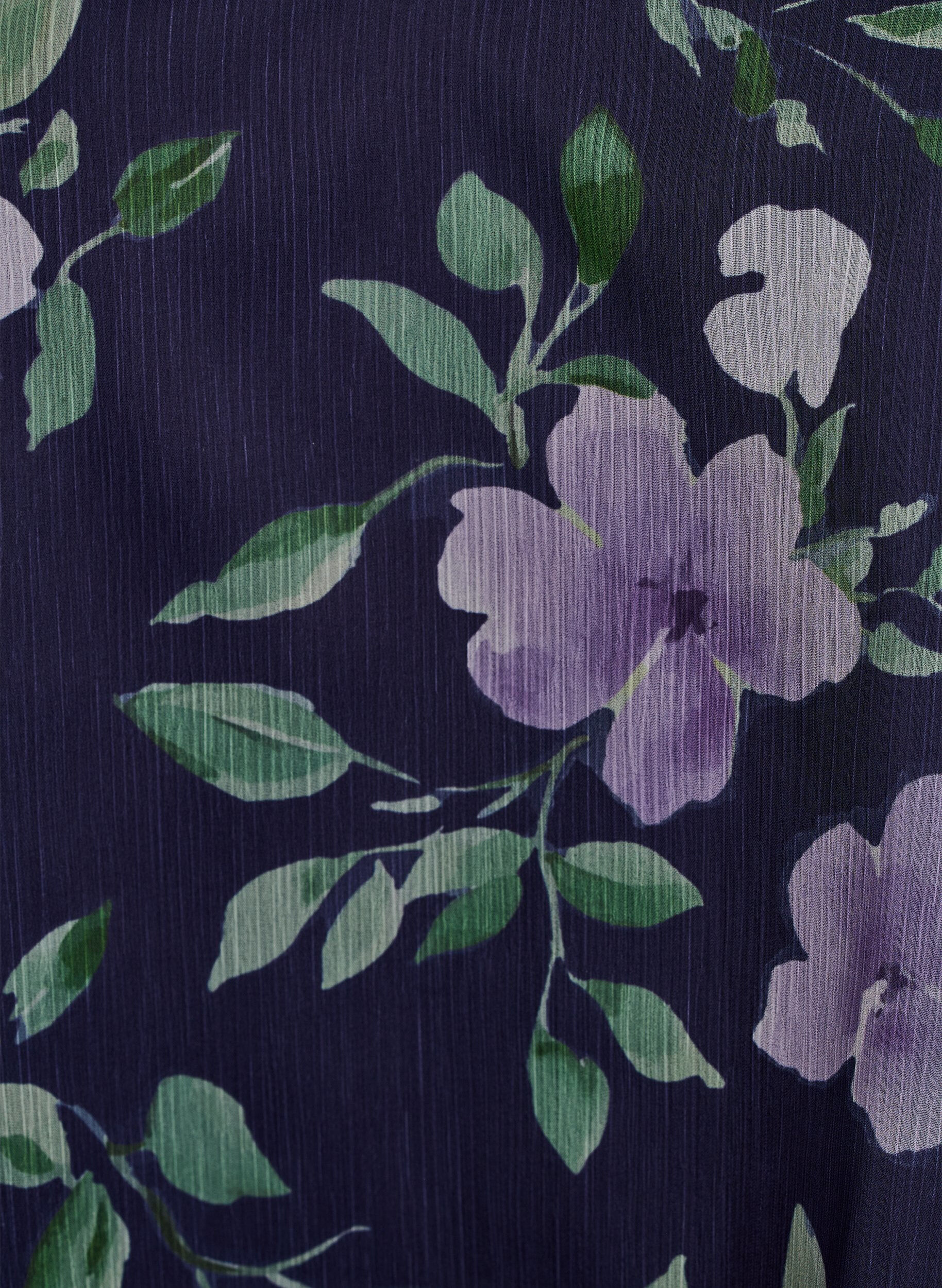 Zizzi Chiffonbluse med blomstertrykk og lange ermer, Bl&aring;, Packshot image number 2